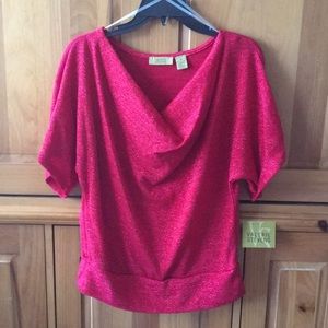 Valerie Stevens ladies cowl neck red top. Medium